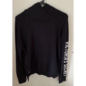 Victoria's Secret Women's Pullover Hoodie Sweatshirt Black White Lettering Small